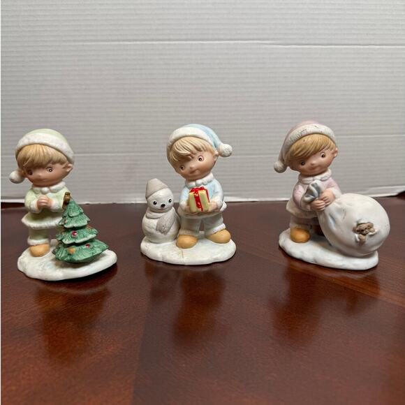Homco Other - HOMCO Christmas Boy Figurines Set of 3 • Vintage Holiday Décor • Ceramic 5613
